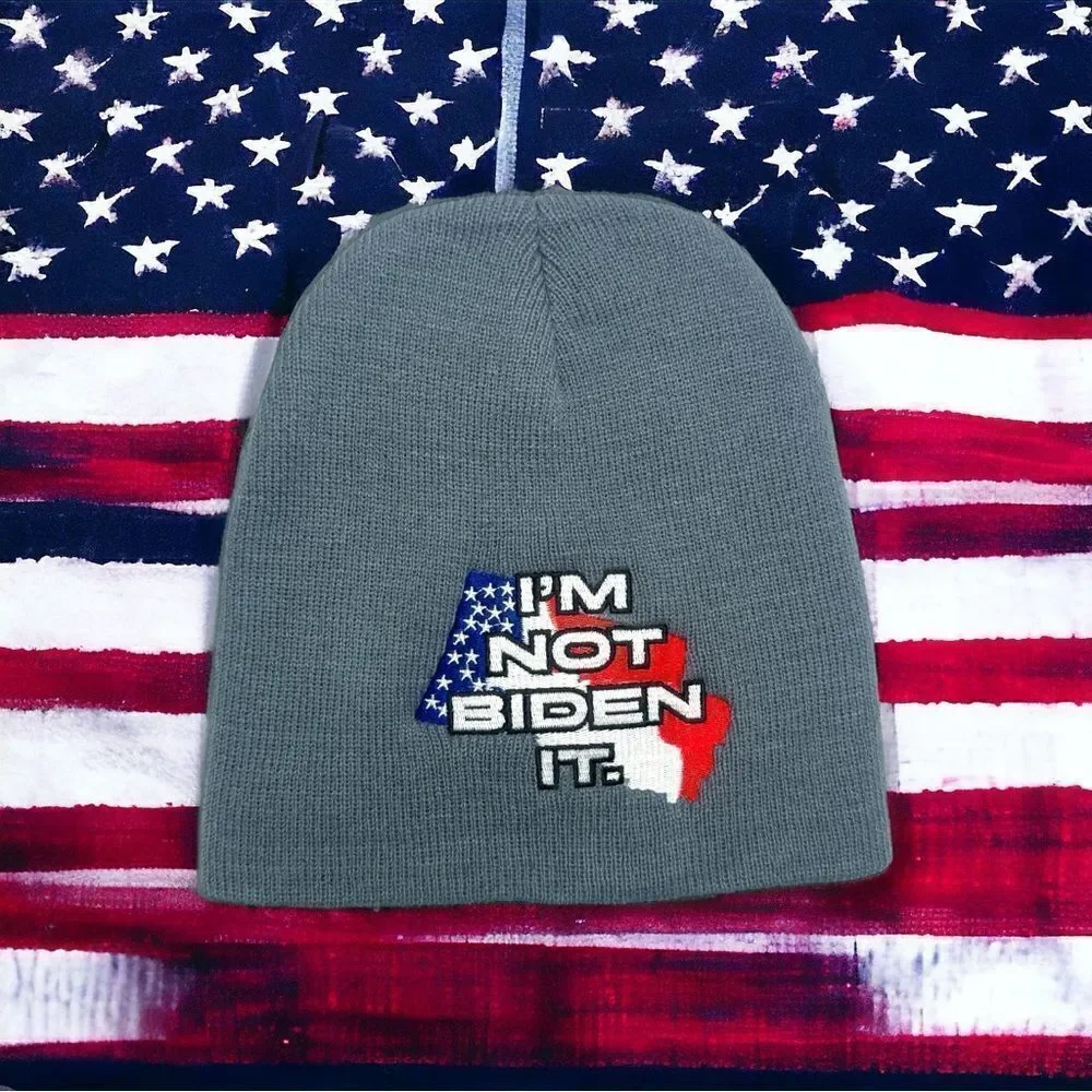 I’M NOT BIDEN IT.  l USA Statement Beanie l Gray l Unisex l New